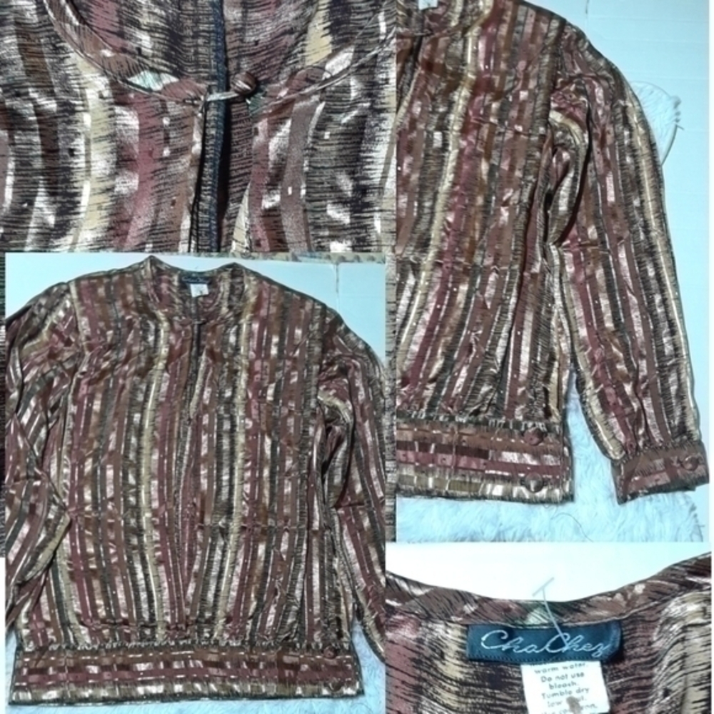 Vintage Cha Chez Pleated Drop Waist Blouse-Size L